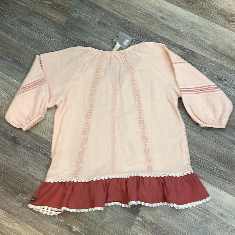 Matilda Jane Call Me Cute Peasant Top Peach Pink Cotton Size Small - Picture 10 of 11